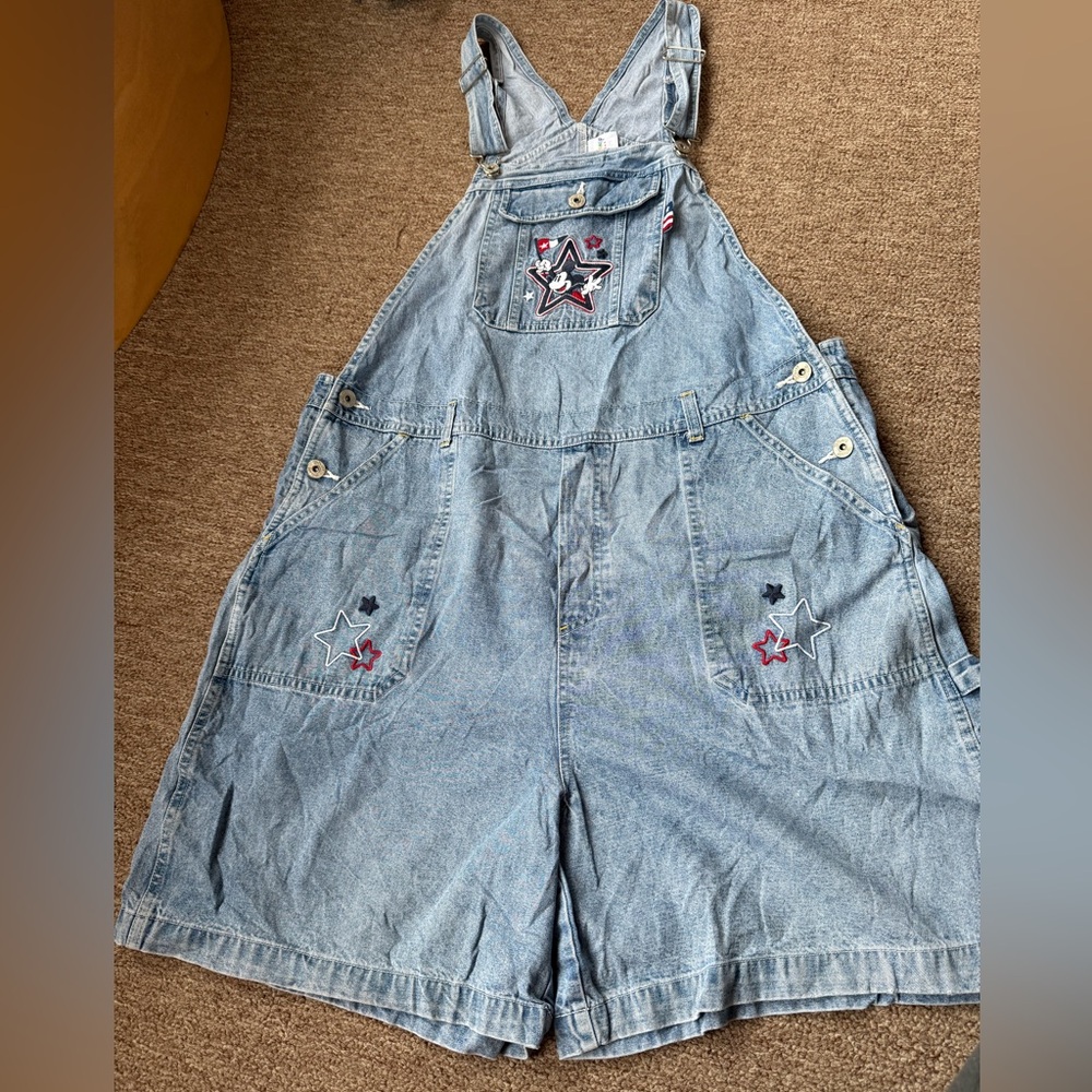 Vintage Disney Store Denim Mickey shortalls
